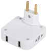 Разветвитель электрический ЭРА SPF-2-FL-USB поворотный на 2 розетки + 2USB 10А белый Б0069089