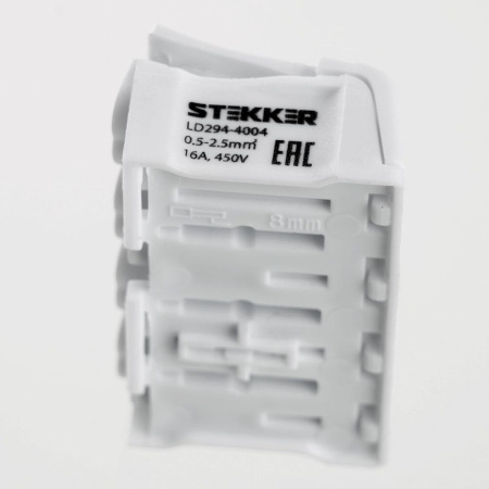 Клемма монтажная Stekker, LD294-4004 для подключения фазных проводников, 4 контактные группы (3 ввода, 3 вывода на полюс) 32735