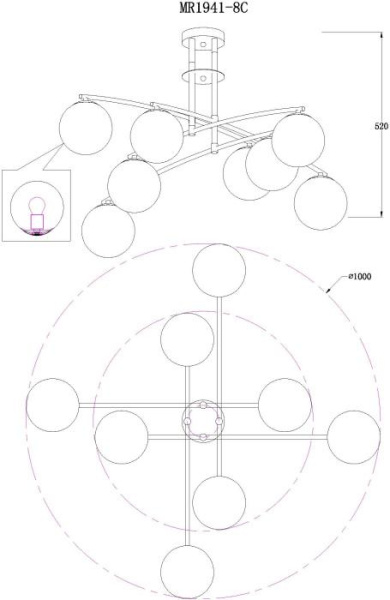 Подвесная люстра MyFar Aerton MR1941-8C