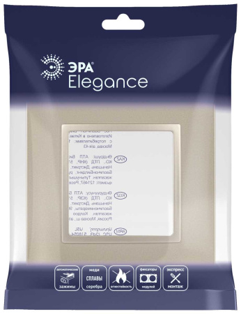 Рамка для розеток и выключателей ЭРА Elegance 14-5011-04 Classic, на 1 пост, шампань Б0060574