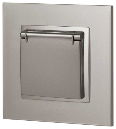 Розетка ЭРА Elegance 14-2103-16 с заземлением 2P+E Schuko со шторками с крышкой 16А-250В титан Б0065811