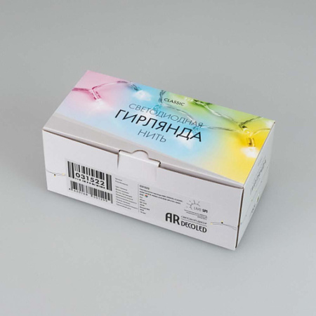 Уличная светодиодная гирлянда Ardecoled нить 12V разноцветная ARD-String-Classic-6000-White-40Led-Live RGB-SPI 031522