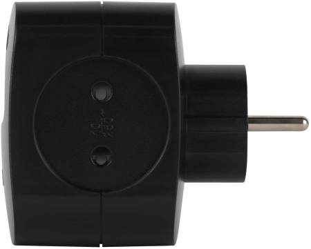 Разветвитель электрический ЭРА SP-4-3USBAC-B на 4 розетки + 3 USB A+C со шторками 10А черный Б0069084
