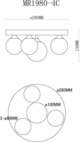 Потолочная люстра MyFar Cross MR1980-4C