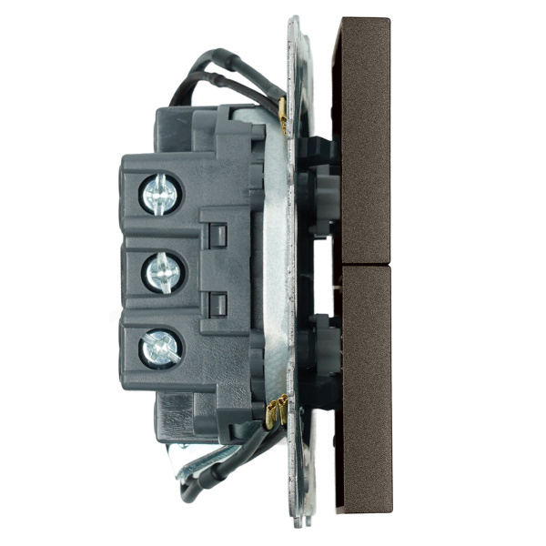 Выключатель 2-клавишный c индикатором (механизм), Stekker, 250В, 10А Эмили, RSW10-5102-09, антрацит, soft touch 49916