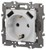 Розетка ЭРА Elegance 14-4109-01М 2P+E 16A-250В штор. с 2xUSB 5В-3А белый матовый Б0065773