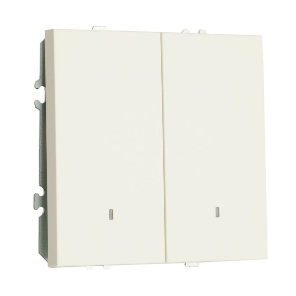 Выключатель двухклавишный Stekker Эмили с подсветкой белый фарфор RSW10-5102-01 49864