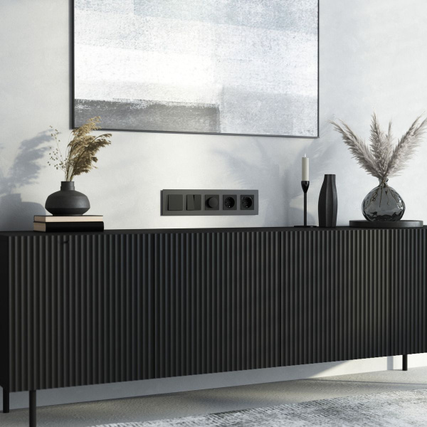 Рамка Werkel Senso на 5 постов черный стекло soft-touch W0053108 4690389214288