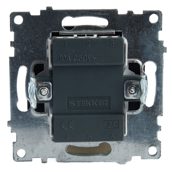 Выключатель двухклавишный Stekker Катрин с подсветкой черный GLS10-7102-05 39607