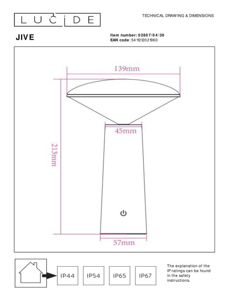 Уличный светодиодный светильник Lucide Jive 02807/04/30