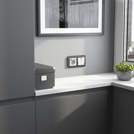 Выключатель двухклавишный с подсветкой Werkel перламутровый рифленый W1120113 4690389160905