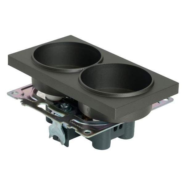 Розетка двойная 2P Stekker Катрин со шторками графит GLS10-7113-06 49421