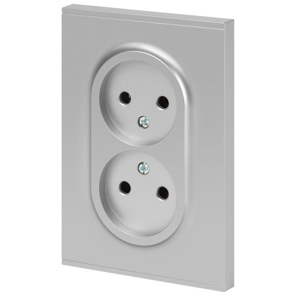 Розетка ЭРА Arktik 16-2107-03 без заземления двойная 2X2P 16А-250В алюминий Б0071683