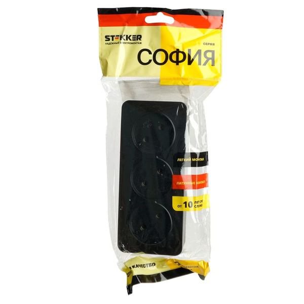 Розетка тройная 2P Stekker София черный матовый MST10-13-05 49500