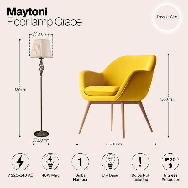 Торшер Maytoni Grace RC247-FL-01-R Торшер Maytoni Grace RC247-FL-01-R
