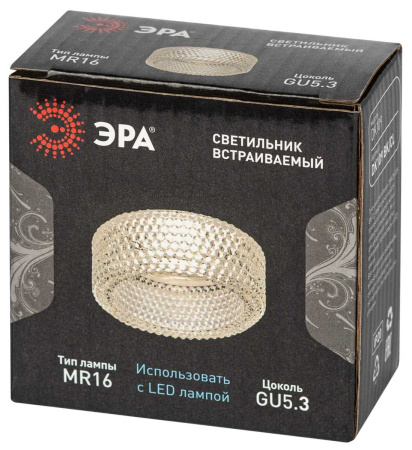 Светильник встраиваемый декоративный ЭРА DK109 BK/CL под лампу MR16 GU5.3 черный/прозрачный Б0058417