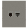 Розетка ЭРА Arktik 16-3110-07 комбинированная RJ45+TV титан Б0070500
