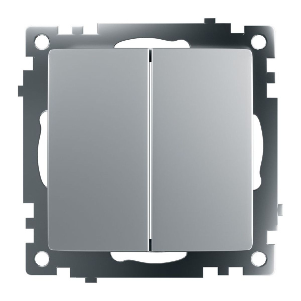 Выключатель двухклавишный Stekker Катрин серебро GLS10-7104-03 39578