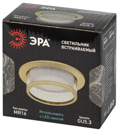 Светильник встраиваемый декоративный ЭРА DK99 GD под лампу MR16 GU5.3 золото Б0058395