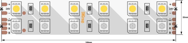 Светодиодная лента SWG 28,8W/m 120LED/m 5050SMD RGB/ холодный белый 5M 000969