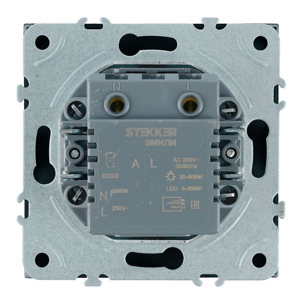 Выключатель диммирующий (механизм), Stekker, 250В, 500W Эмили, RSW10-5106-05, черный уголь, soft touch 49842