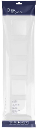 Рамка для розеток и выключателей ЭРА Elegance 14-5015-01 Classic, на 5 постов, белый Б0060591